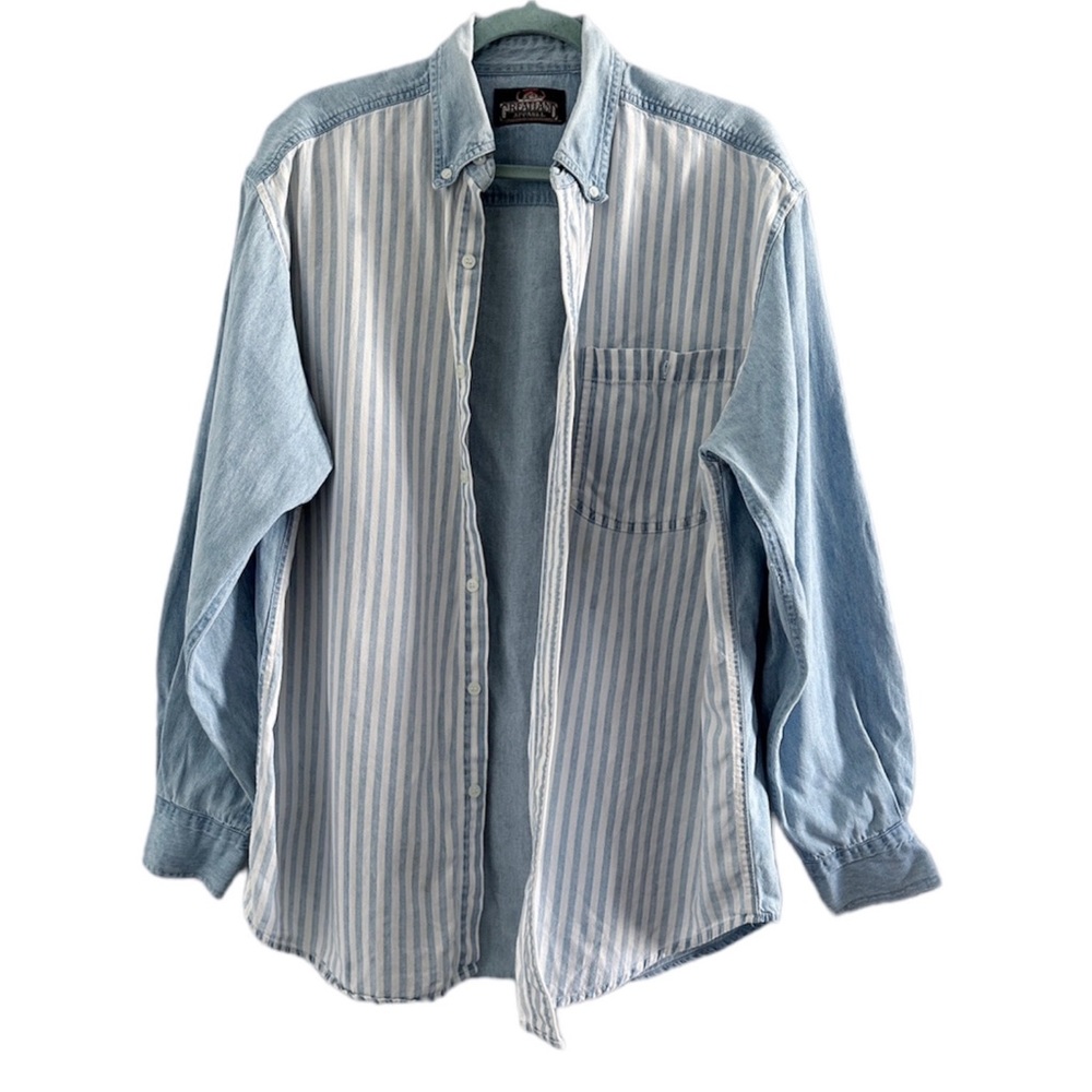 VTG Striped denim button down shirt